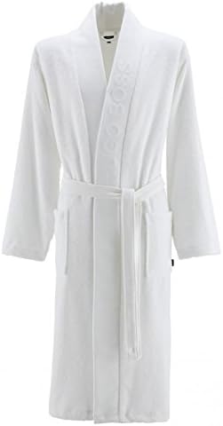 HUGO BOSS Homeware Mens Kimono Dressing Gown Egyptian Cotton Ice White L