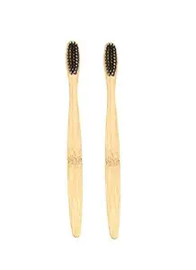 ECOPAL - Biodegradable, Eco friendly charcoal Bamboo Toothbrush with soft bristles for Kids -Pack of 2