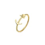 PAUL HEWITT Damen Ring Anchor Rope aus Ionen Plattiertem Gold mit Anker PH-FR-ARo-G-52