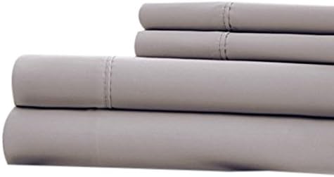 Pacific Coast Textiles Extra Deep Pocket T600 Solid Sheet Set, Cotton, Platinum, Queen, 4-Piece