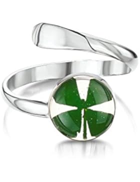 Shrieking Violet: verstellbarer Ring - Glücksklee - rund - 925 Sterling Silber - variable Größe