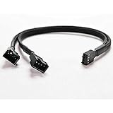 Multibao 4 pin PWM Fan Y Splitter Black Sleeved Extension Cable Lead 26cm CPU GPU