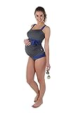PETIT AMOUR Umstandsbademode ALENA Damen Umstandsbadeanzug Umstandstankini E, F, G Körbchen grau-blau