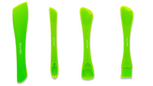 KochWunder Wunderlöffel-Set aus lebensmittelechtem Silikon - Löffel, Pinsel, Spatel - grün