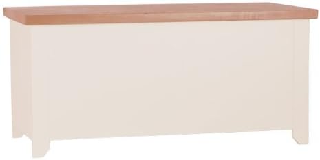 JAMESTOWN ottoman/storage trunk in old english white - mellow oak finish to top