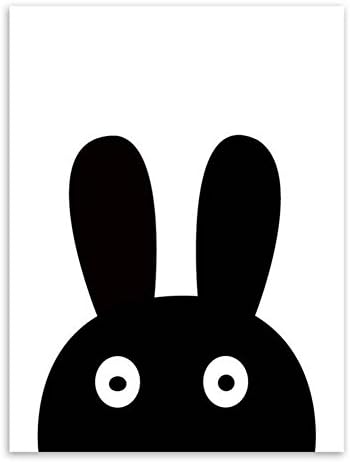 MINRAN DECOR - Canvas Art Print Framed Black and white rabbit Painting Modern Canvas Prints Artwork Pictures Paintings on Stretched and Framed Canvas Wall Art - DS681203 , 3 , 40X60cm