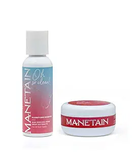 MANETAIN Combo of Travel size oh so clean Shampoo + oh so strong Conditioner for Curly And Wavy Hair, Frizz Control, Detangling, Vegan and Toxin-free Travel Size Oh so clean 50ml + Oh so strong 30mg