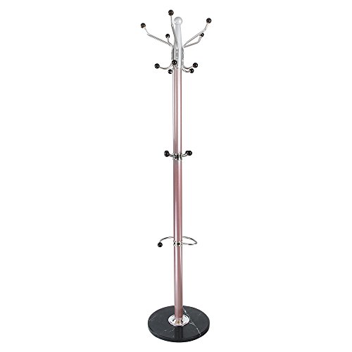 Hapilife 15 Hanging Hook Traditional Floor-Standing Hat and Coat Stand With Marble Base - Multiple Colour (Burgundy)