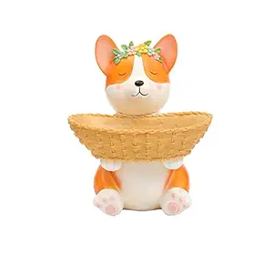 GeekGoodies Polyresin Dog Holding Tray Creative Porch Cute Animal Key Storage Fruit Plate Creative Home Decoration Succulent Vase Flower Pots (Standard, Multicolour)