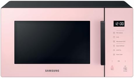 Samsung Da tavolo Forno a Microonde Glass Design MG23T5018CP/ET, Cottura Croccante, AirFry, Microonde + Grill 800 W + 1100 W, 23 L, 49l x 27,5h x 38p cm, Cipria