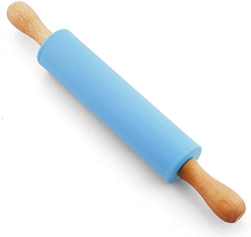 Pastry Chef Non-Stick Rolling Pin with Revolving Centre in Colourful Box - 39cm (Blue)