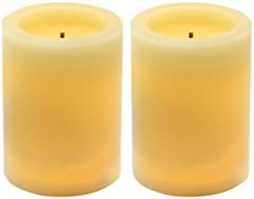 Bombay Company Lit Wick LED Wax Pillar Candle, 3 x 4, Set of 2, 3-inch by 4-inch