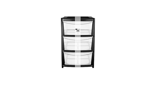 Ehc Large 3 Drawer Tower Plastic Storage Unit Black Amazon Co Uk