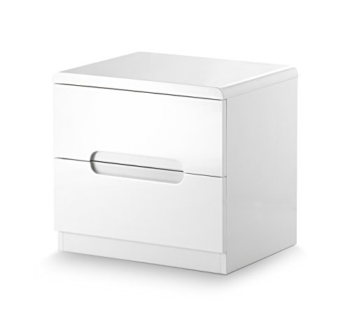 Julian Bowen Bedside Cabinets, Wood, High Gloss White, 45x35x43 cm