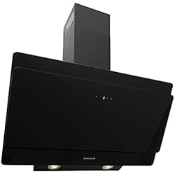 Arebos Hotte Murale Aspirante / 90cm / Verre/Noir / 2x Lampe LED / 610 m³/h/Classe Énergétique B