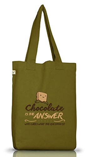 Shirtstreet24, Chocolate Is The Answer, Jutebeutel Stoff Tasche Earth Positive (ONE SIZE) Leaf Green