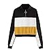 Produktbild MEIbax Damen Langes Hülsen Farben Block Reißverschluss Sweatshirt beiläufige Bluse Pullover Bluse Shirt