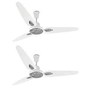 Luminous Jaipur Minakari 1200mm Ceiling Fan (Makrana White, Pack of 2)