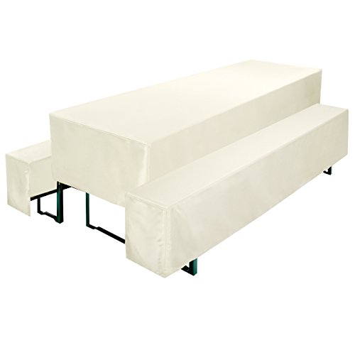 Gräfenstayn Biertischhusse Valentin 5er Set für Bierzeltgarnitur mit Sitzauflagen -70cm oder 50cm Tischbreite- Bierbankhussen (70 x 220 cm, Creme) - 2