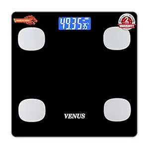 Venus (India) Electronic Digital Personal Bathroom Weighing Scale,Weighing Machine for Body Weight, Battery Included, 2 Year Warranty 6399 (Black)