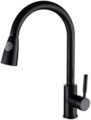 Fashion Full Copper Design Mixer Kitchen Tap Single Hole Rotated Faucet Telescopic Black Kitchen Sink Faucet , black pull faucet