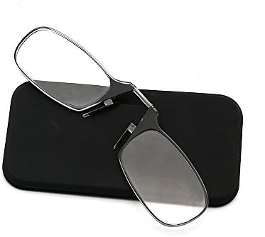 Thin Nose Clip Portable Reading Glasses in a slim case suits wallet or mobile. Suitable for Book, Computer, Evening Use Reduce Eye Strain | Men, Women (+2.0, Crystal)