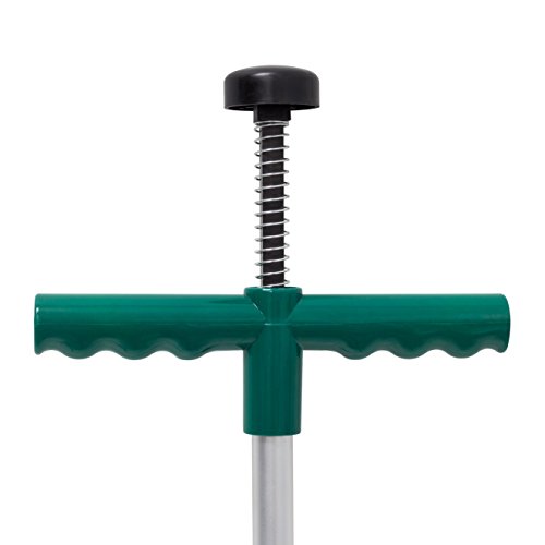 Relaxdays Unkrautstecher Länge: 100 cm Unkrautentferner aus Aluminium mit Auswurf-Mechanismus Löwenzahnstecher und Distelstecher ergonomischer Unkrautzieher mit Stahlkrallen, grün-grau - 4