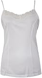 Ladies Cami Top Adustable Straps Cling Resist With Lace Trim (20-22 UK 48-50 Eu, White)