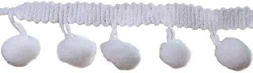 Hengfey 5 Yards Pom Pom Lace Trim Ball Fringe Ribbon Lace Sewing Supplies Accessory White