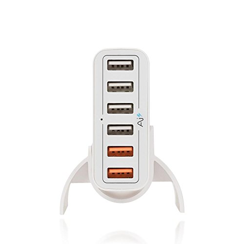 nica 6 Port USB Ladegerät Charger Quick Charge 2.0 Charging Station | Multi-Port mehrfach 6-Port Ladeadapter Reiseadapter Mehrfachstecker mit Ladekabel für iPhone Android iPad PSP MP3 Smartphone z.B. Apple Samsung Sony für HUAWEI – Weiß - 3