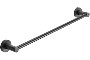 BOOKARROW Towel Rails 50cm/20inch Wall mounted Matte Black Single Round Towel Bar in Bathroom, Kitchen or Bedroom B39812K-50