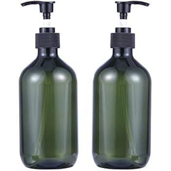 4 Bottiglie Vuote Da 500 Ml Con Pompa | Plastica Marrone/verde, Dispenser Per Sapone E Lozioni, BPA Free E Protezione UV - 3