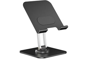 Windfromort Supporto Tablet - Porta Tablet Regolabile & Pieghevole - Accessori Scrivania Universale - Supporto Telefono Scrivania 360° Girevole con Effetto Antistress - Alluminio Nero