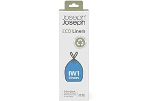 Joseph Joseph IW1 - Sacs poubelles écologique en plastique recyclé, sacs pour déchets de cuisine avec Fermeture à Poignées coulissantes, très résistants - 20 sacs, 24-36 litres, gris