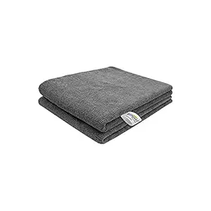 SOFTSPUN Microfiber Cloth - 2 pcs - 30x30 cms - 340 GSM Grey - Thick Lint & Streak-Free Multipurpose Cloths - Automotive Microfibre Towels for Car Bike Cleaning Polishing Washing & Detailing