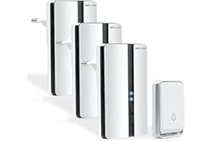 ‎BELL4U Bell4U Funkklingel, Türklingel batterielose Funk Set, 200m Reichweite IP55 Aussen Wasserdicht Haustür Klingel mit 3 Plug-In-Empfänger, Keine Batterien erforderlich, 51 Melodien