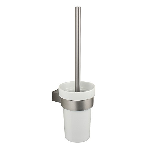 Preisvergleich Produktbild Sanixa TA6212802 Hochwertige Badaccessoires Serie Oslo Aluminium matt gebürstet WC- Bürstengarnitur / rostfrei / Klobürsten-Halter Toilettenbürste Bad