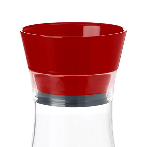Emsa 509685 Wasserkaraffe mit Kühlelement, 1 Liter, Automatische Verschlussklappe, Kunststoff, Rot, Flow Friends - 3