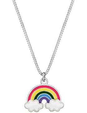 Elli Kinder-Kette mit Anhänger Wolke Regenbogen 925 Silber Emaille 36 cm - 0103693017_36
