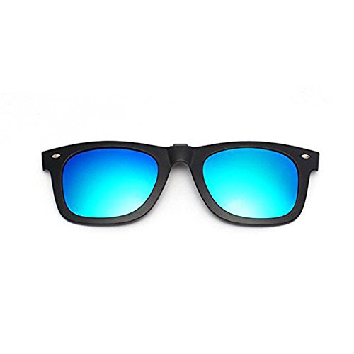 Preisvergleich Produktbild Spiegel Polarisierte Wechselrahmen Flip Up Kunststoff Sonnenbrille Linsen, kühles Silber Ray Ban Clip auf Sonnenbrille Clips für Brillen für Damen und Herren in Frühling Sommer Herbst Winter Jahreszeiten