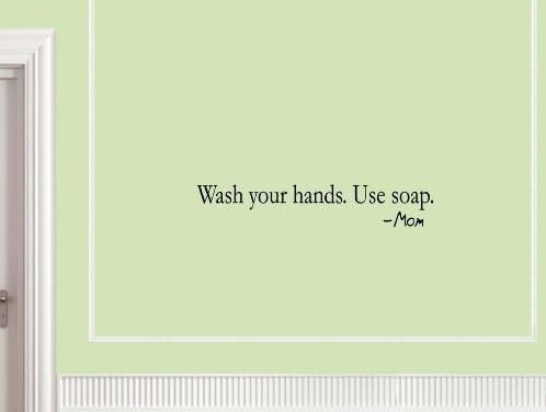 WASH YOUR HANDS. USE SOAP. MOM Vinyl wall quotes stickers sayings home art de...