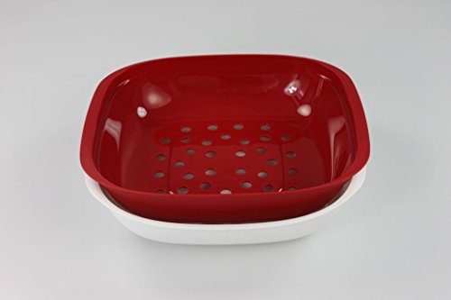 TUPPERWARE Allegra Servierschale 1,33 L rot weiß mit Sieb Auffangschale - 9
