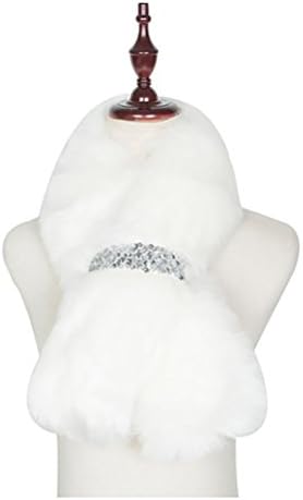 SALY Women Winter Warm Faux Fox Raccoon Fur Collar Stole Long Scarf , white