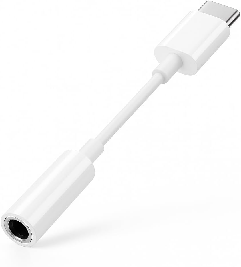 Voultage USB-C To 3.5mm Jak Kulaklık Adaptörü - Dijital Dönüştürücü - Tüm Cihazlarla Uyumlu - Beyaz - Kompakt Tasarım - Yüksek Kaliteli Ses - Taşınabilir