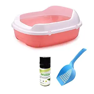 Emily Pet Cat Litter Box Pet Cat Toilet I Semi-Enclosed Litter Box I High Fence I Detachable Tray Outdoor or Indoor Dog Potty - Dog Tray, Free Catnip and Free Spoon