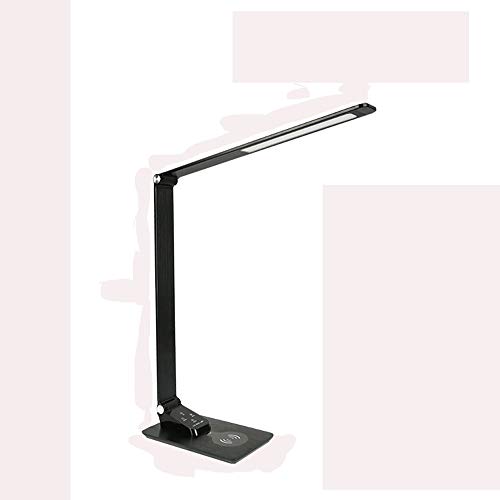 Preisvergleich Produktbild WLJBY Tischleuchte mit Wireless-Ladegerät, dimmbare Schreibtischlampe mit 5 Helligkeitsstufen / Touch Control Tischleuchte mit 3 Farbmodi für Büro / Zuhause / LED-Nachtlicht für Lesen
