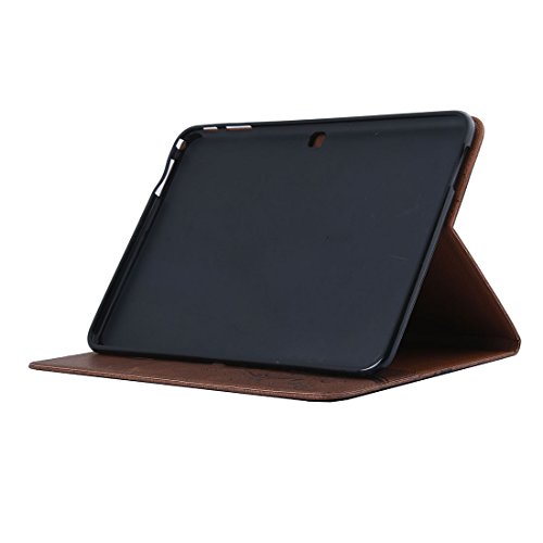 HB-Int 3 in 1 Flip PU Leder Schutzhülle für Samsung Galaxy Tab 4 SM-T530 T535 (10.1″) Brieftasche Book Style Lederhülle Standfunktion Shell Blumen Schmetterling Drucken Kreditkartenfächer Tasche Magnetverschluss Rundum Mode Braun Ledertasche Klapp Protective Wallet Case Folio Handy Etui Kunstleder Schale Pocket Holster Beschützer Haut Weich Silikon Back Case Stylus Pen + Staub Stecker - 3