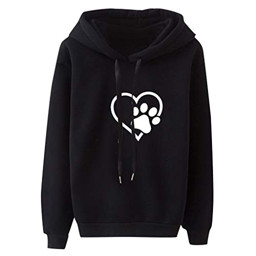 Susenstone Sweat A Capuche Femme Pas Cher Manche Longue Long Hoodies Automne Hiver Sweat Shirt à Capuche Fille Chien Imprimé Blouse Pull avec Capuche Tops