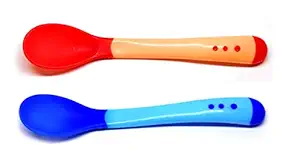 THE LITTLE LOOKERS Silicone Tip Heat Sensitive Silicone Spoons | Temperature Sensing Spoons (Blue + Pink, Pack of 2)