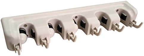 4VWIN Mop and Broom Holders with 5 Position and 6 Hooks Wall Mounted Storage Stools Ideal for Closet Garden Garage Storage Broom Hook